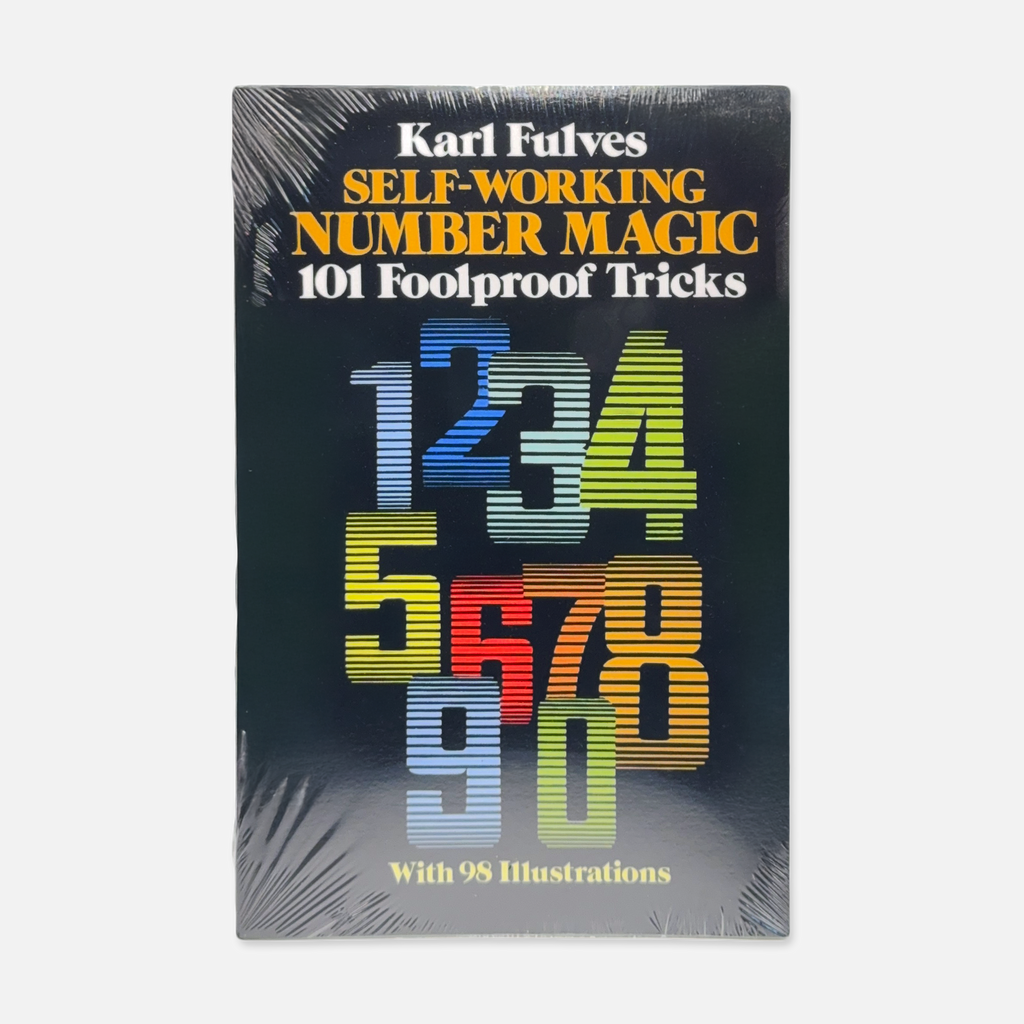 Cover of "Self-Working Number Magic" by Karl Fulves, featuring 101 easy number magic effects, brand-new paperback edition