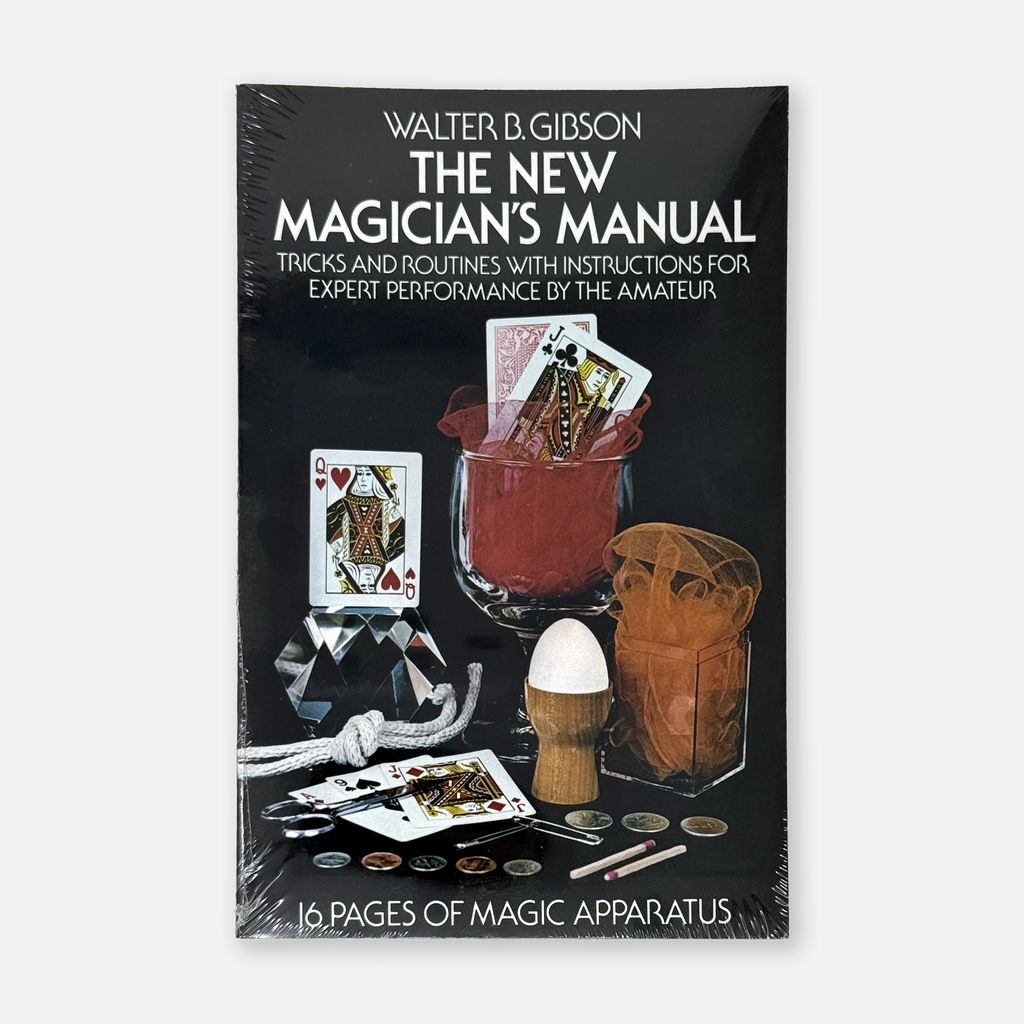 Cover of "The New Magician's Manual" by Walter B. Gibson, featuring 36 illustrated tricks and DIY apparatus, brand-new paperback edition